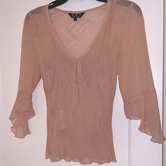 ABS Allen Schwartz Tops - ABS Allen Schwartz two piece sheet top, dusty pink: camisole and overblouse, P.